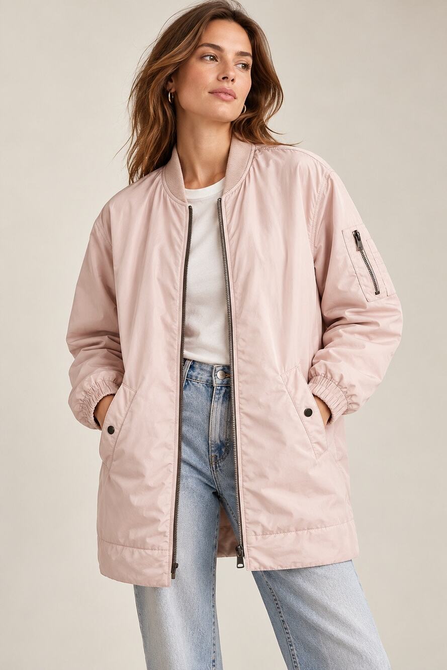 Banana Republic Oversized Flight Jacket Pink Blush